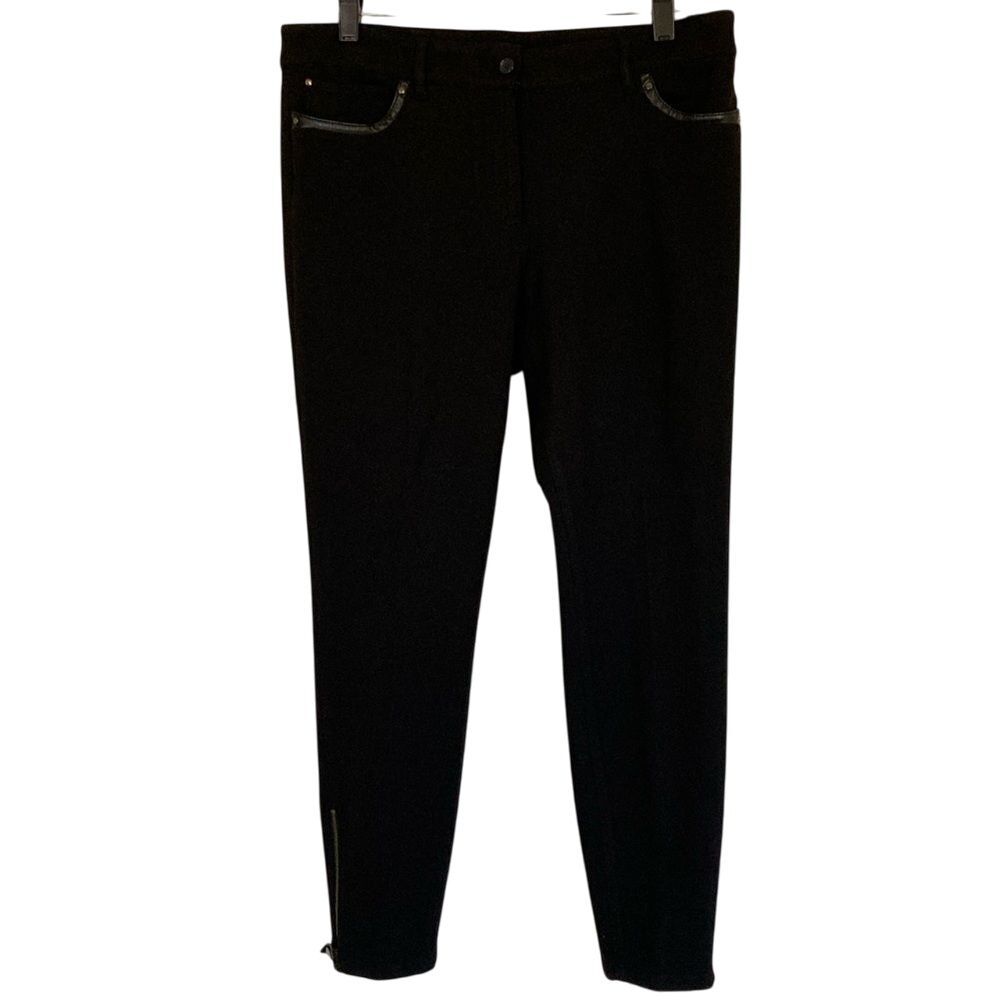 White House Black Market Skinny Leg Ponte Pant Womens Size 10 Black Ankle Zipper